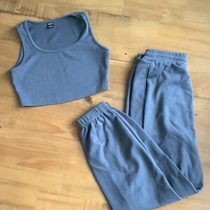 SHEIN Grey Cropped Tank and Sweatpants Set